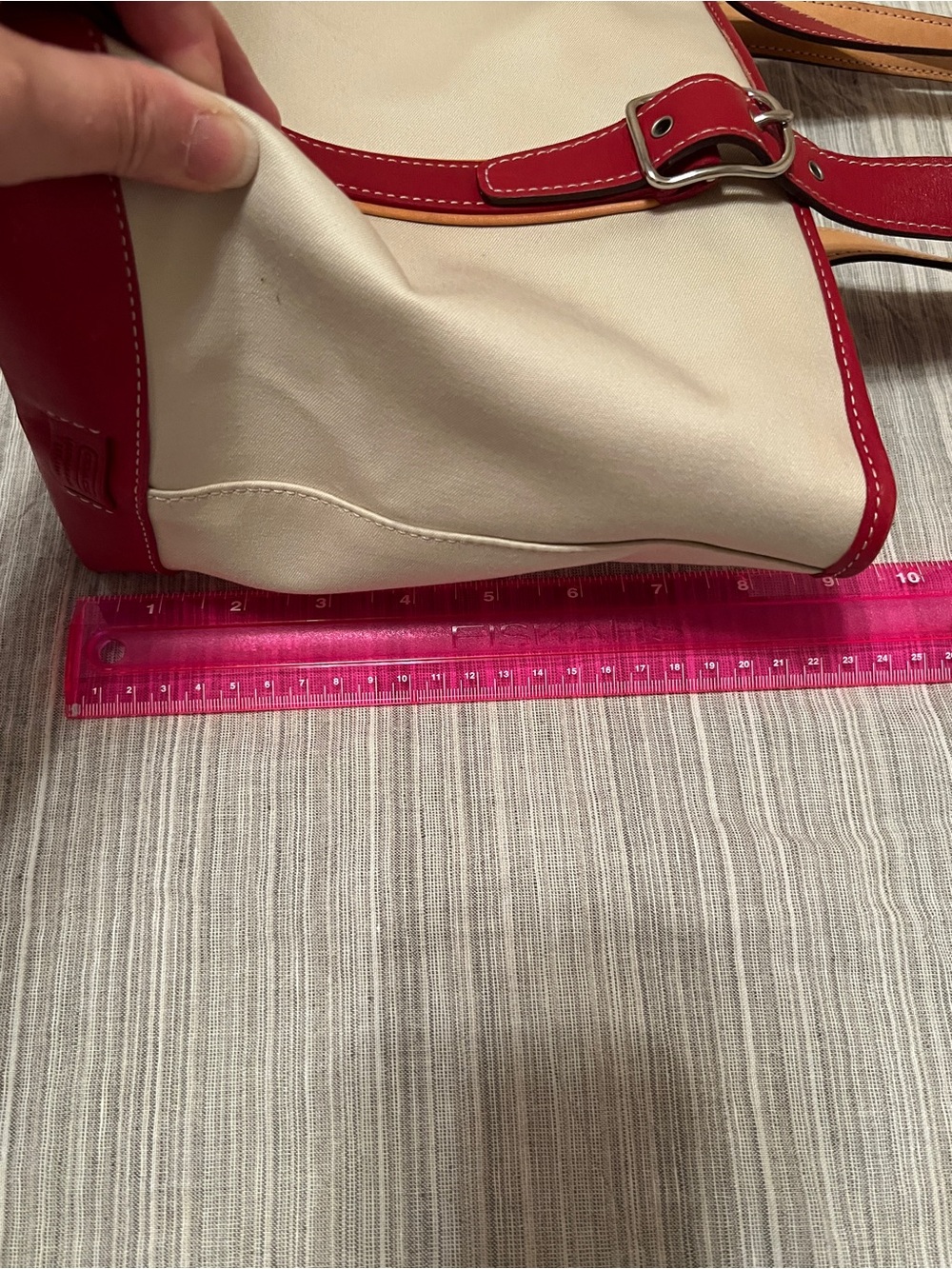 Coach Hampton Natural Canvas w
Red & Natural Leather Nickel
Hardware - Picture 14 of 15